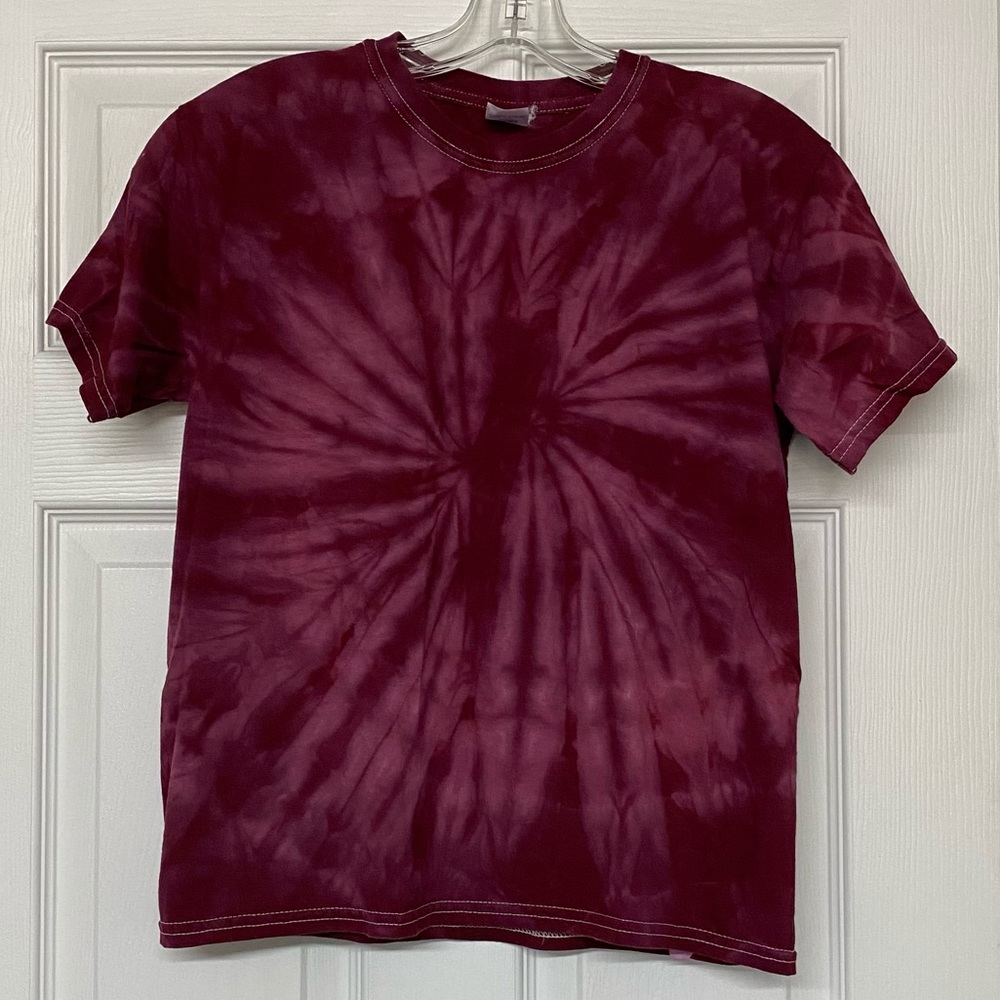 Burgundy Tie Dye Short Sleeve T-Shirt Sz S